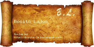 Bosits Lajos névjegykártya